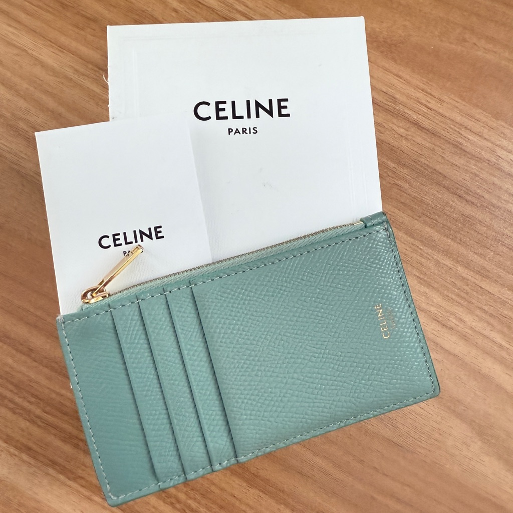 Celine Green Leather Card Holder
